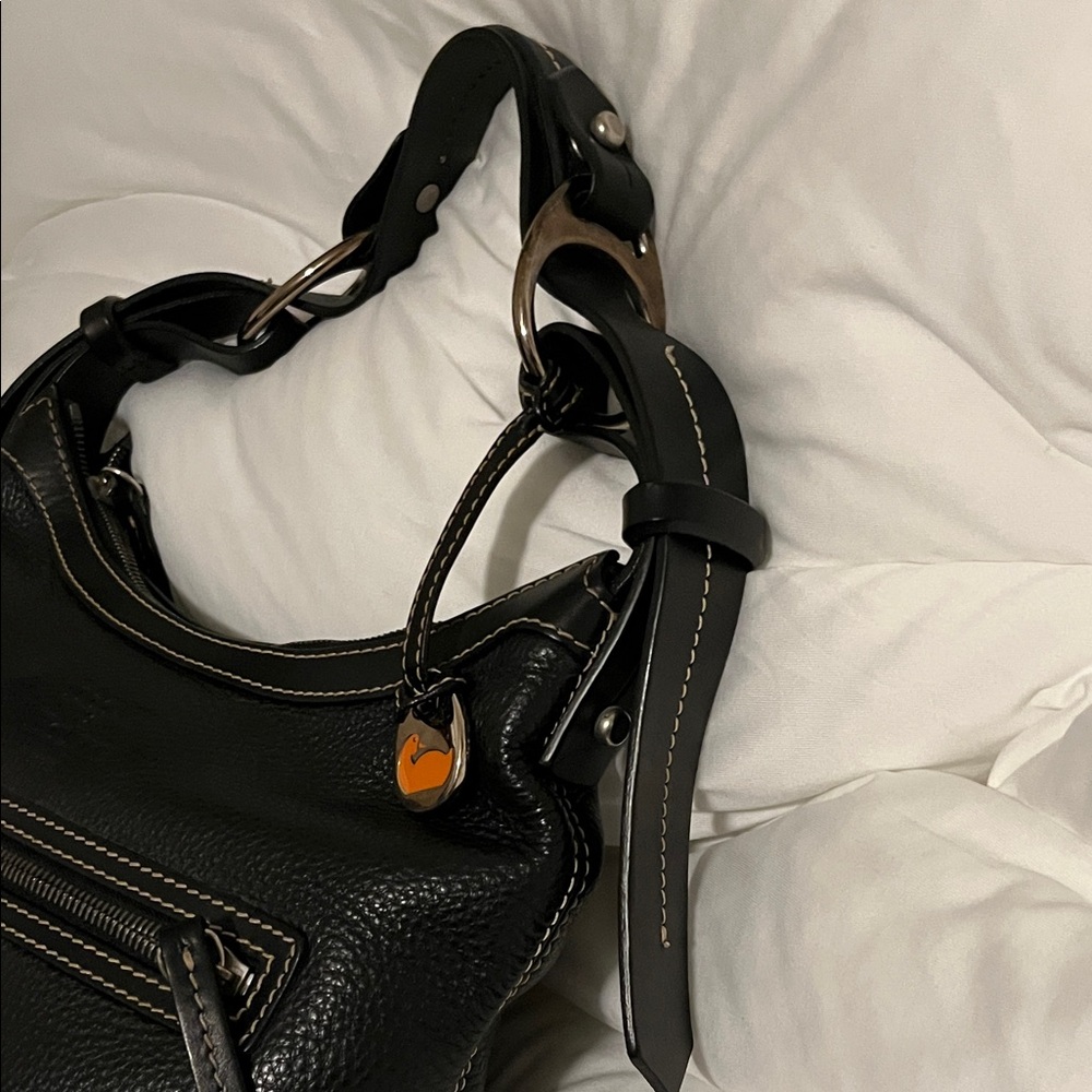 Dooney & Bourke Black Leather Shoulder Hobo with Gold Charm - Picture 6 of 12